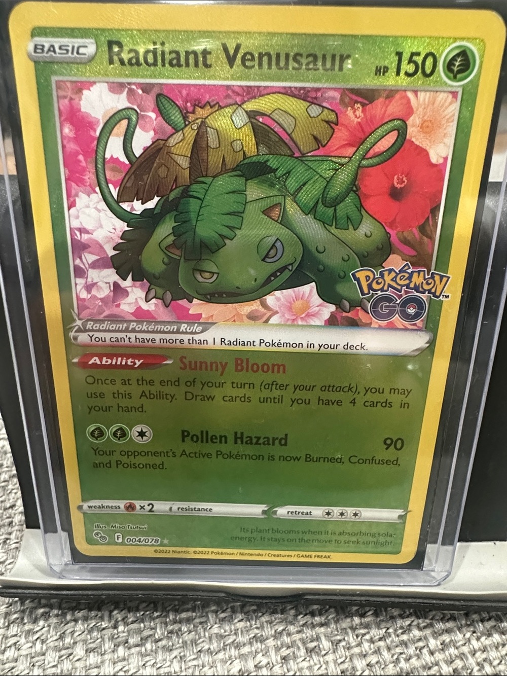 Pokemon Radiant Venusaur Card — Green and Pink Artwork